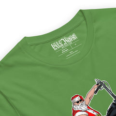 Metal Christmas Santa on Motorbike t-shirt