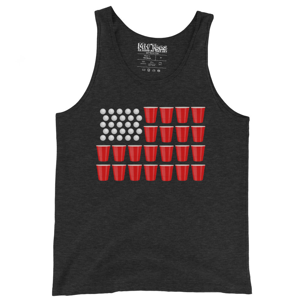 Patriotic Beer Pong USA Flag tank top