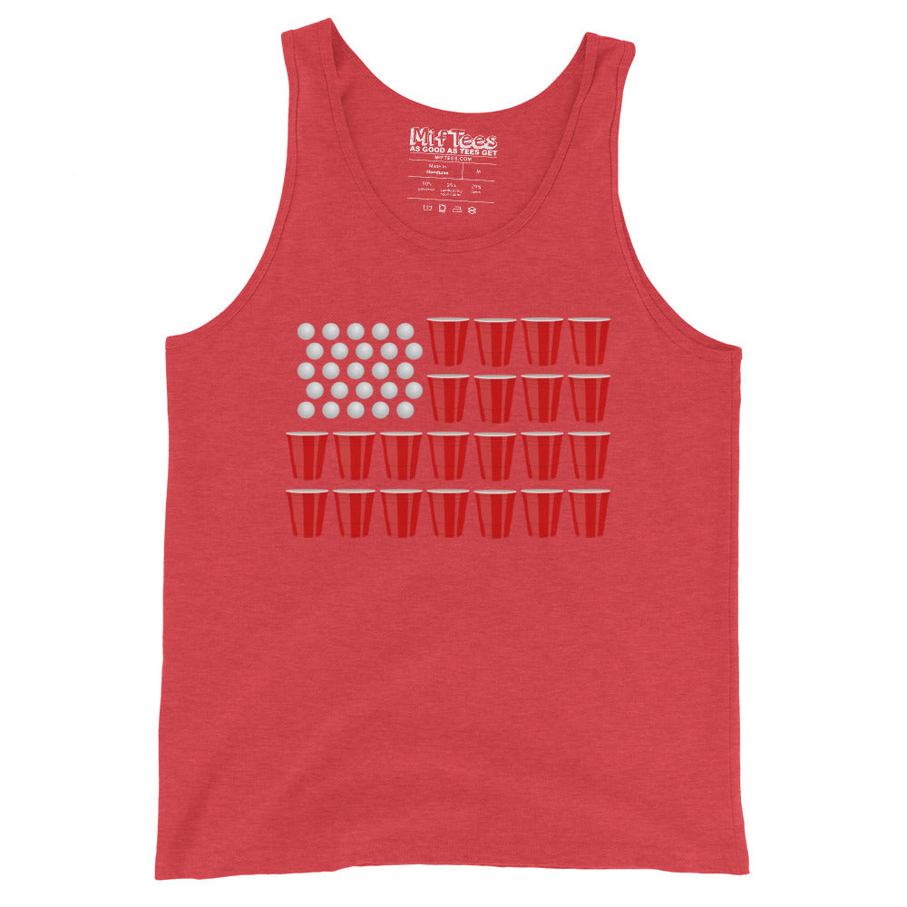 Patriotic Beer Pong USA Flag tank top