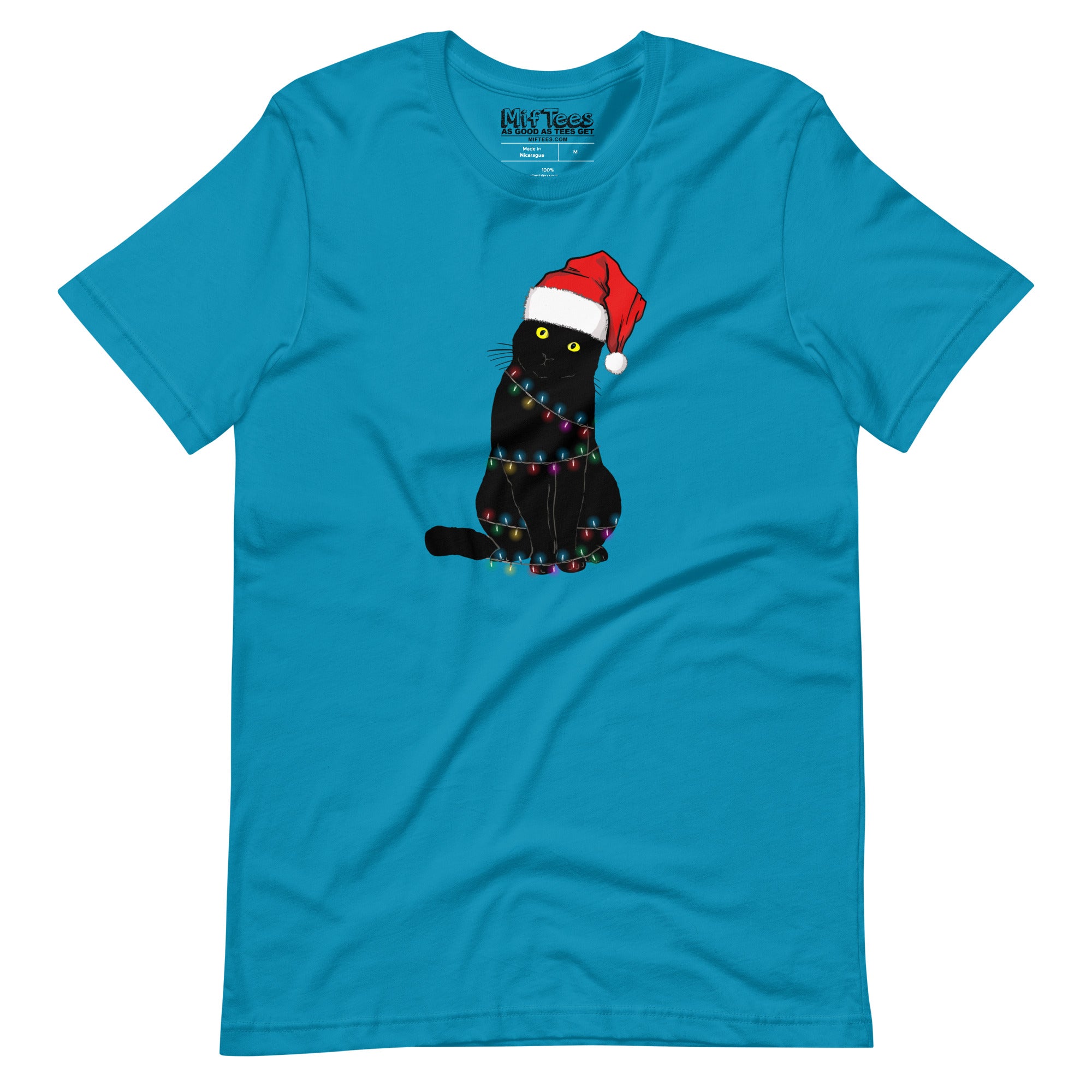 Black Cat with Santa Hat t-shirt