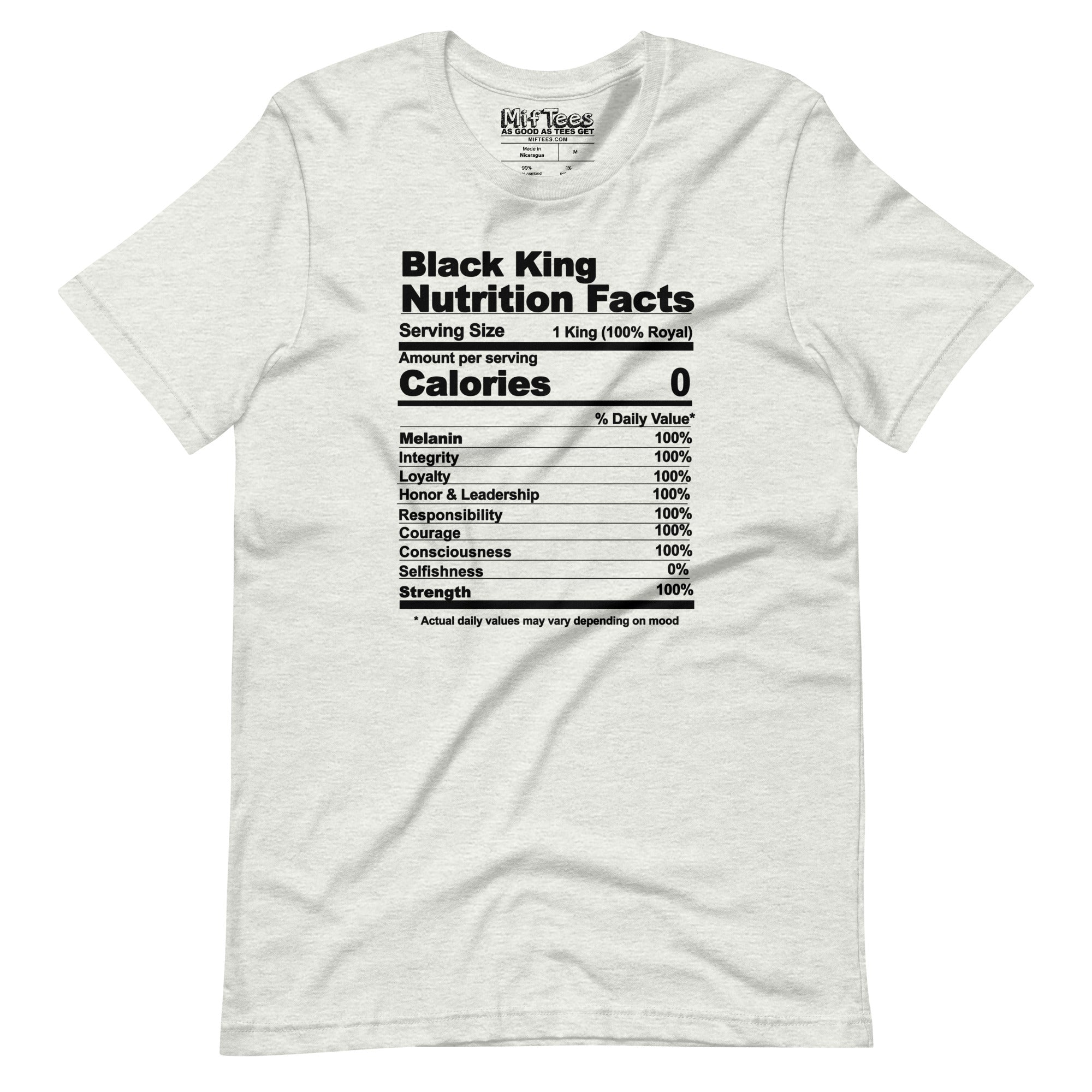 Black King Nutrition Facts t-shirt