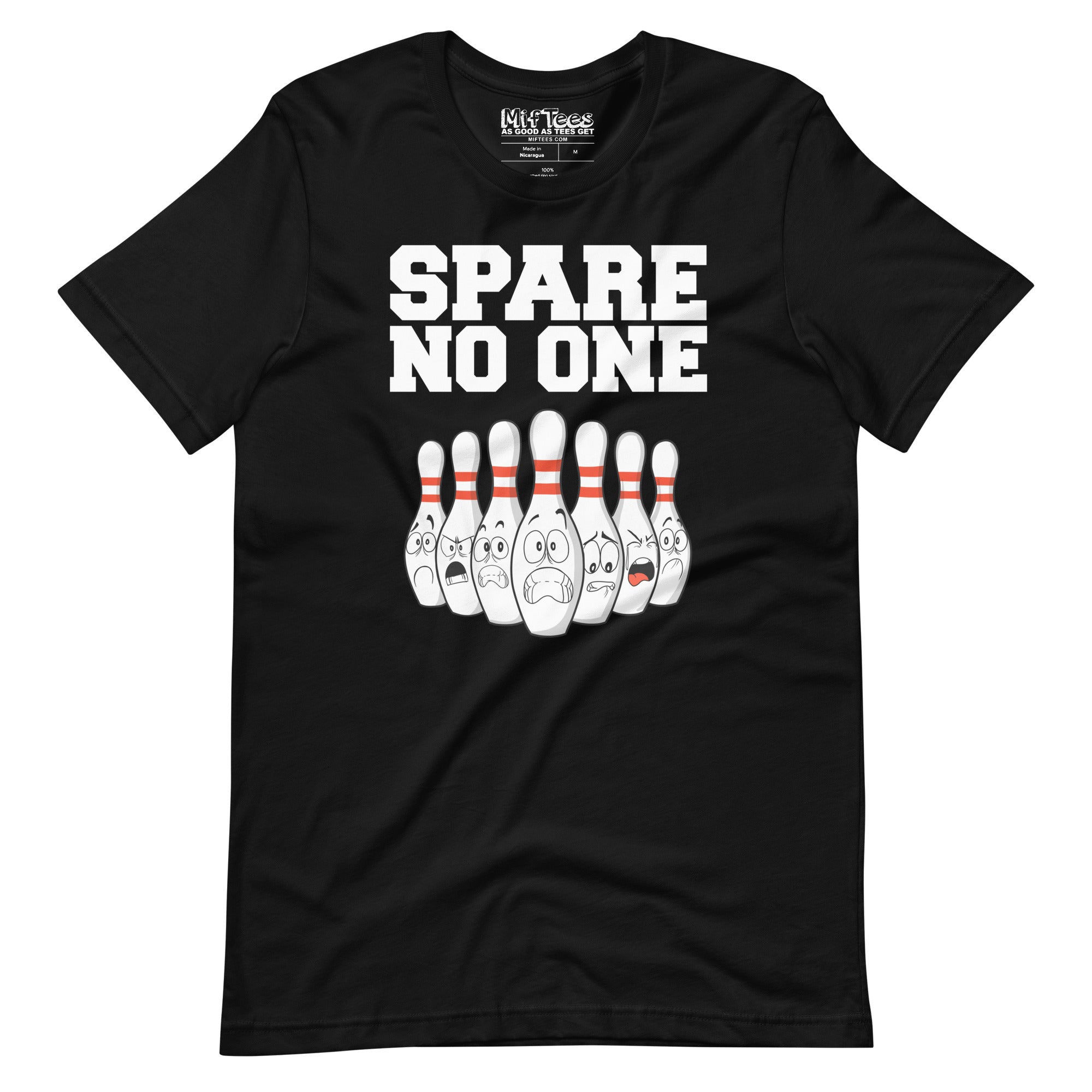 Scared Bowling Pins Spare No One Bowling t-shirt