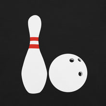 Load image into Gallery viewer, Cartoon Bowling Pin and Bowling Ball t-shirt
