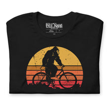 Load image into Gallery viewer, Bigfoot Riding a Mountain Bike t-shirt
