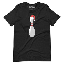 Load image into Gallery viewer, Bowling Pin with Santa Hat t-shirt
