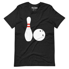 Load image into Gallery viewer, Cartoon Bowling Pin and Bowling Ball t-shirt
