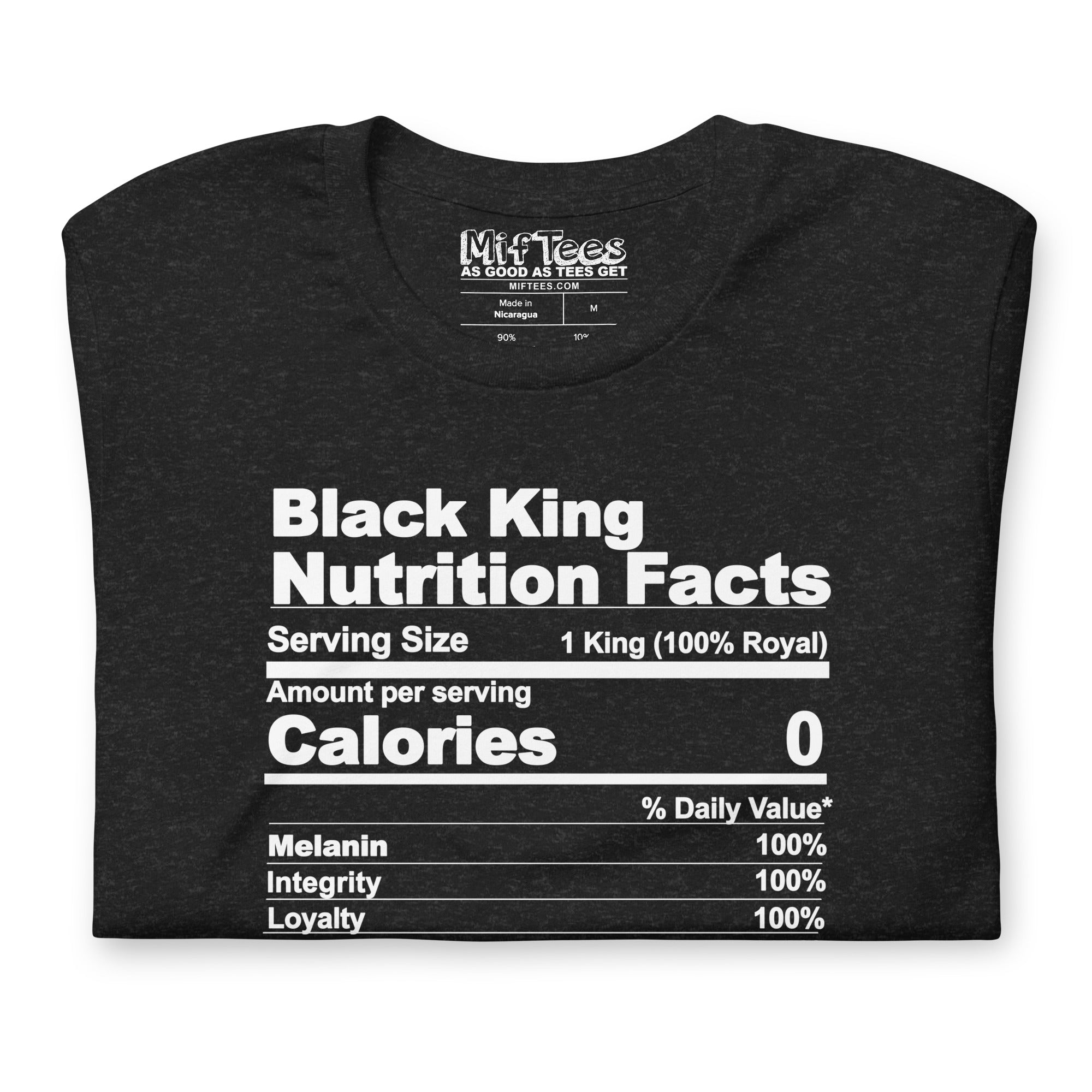 Black King nutritional facts t-shirt