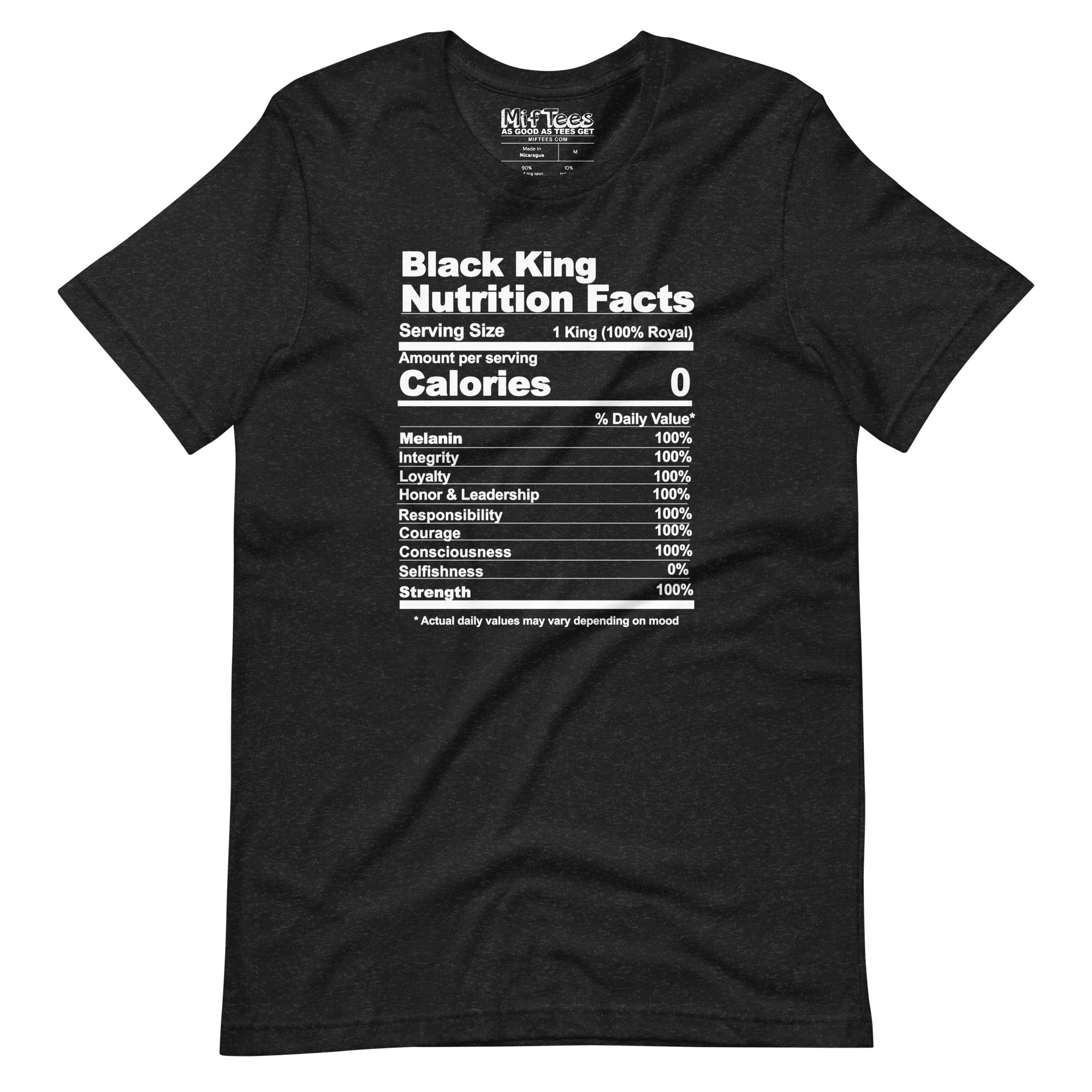 Black King nutritional facts t-shirt