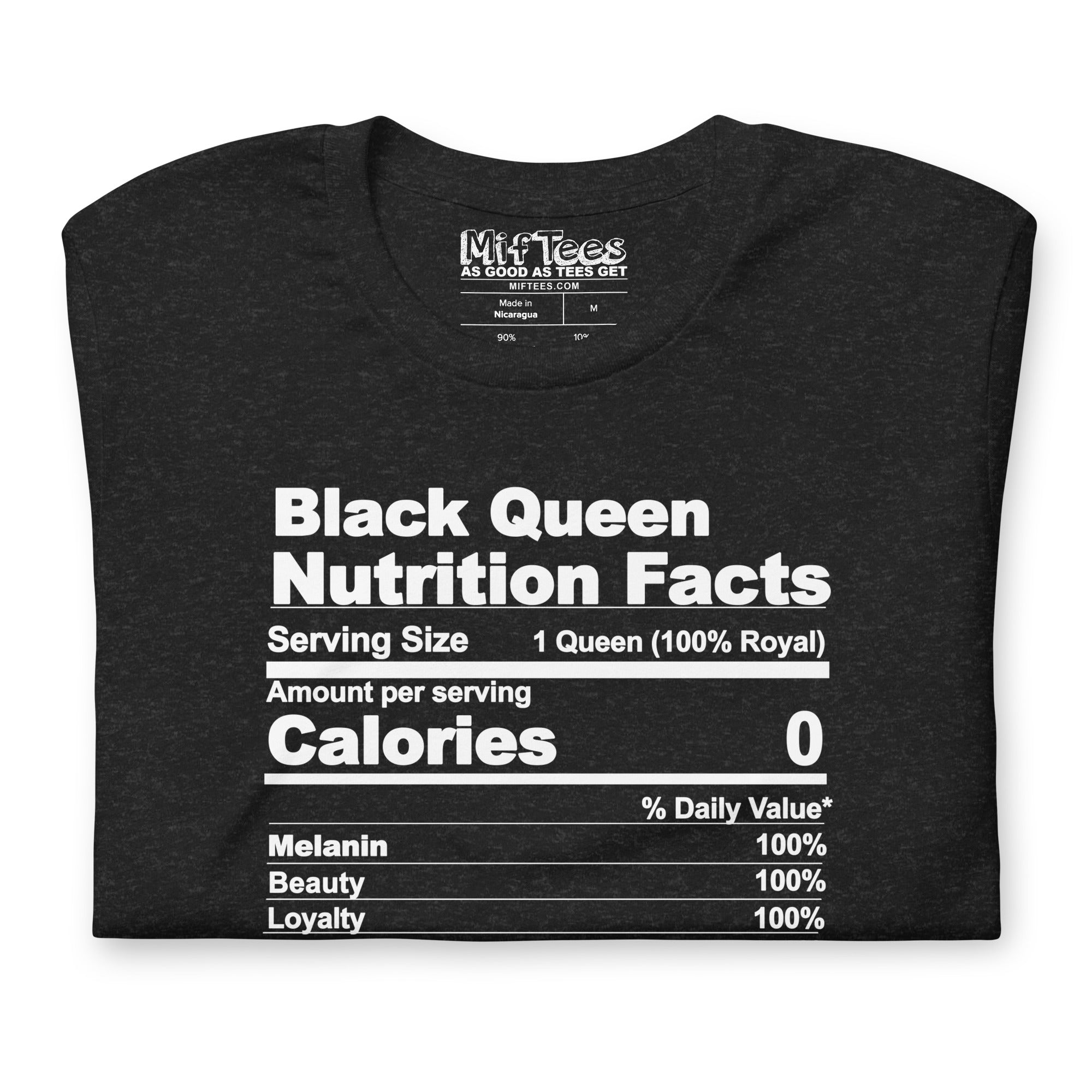 Black Queen Nutritional Facts t-shirt