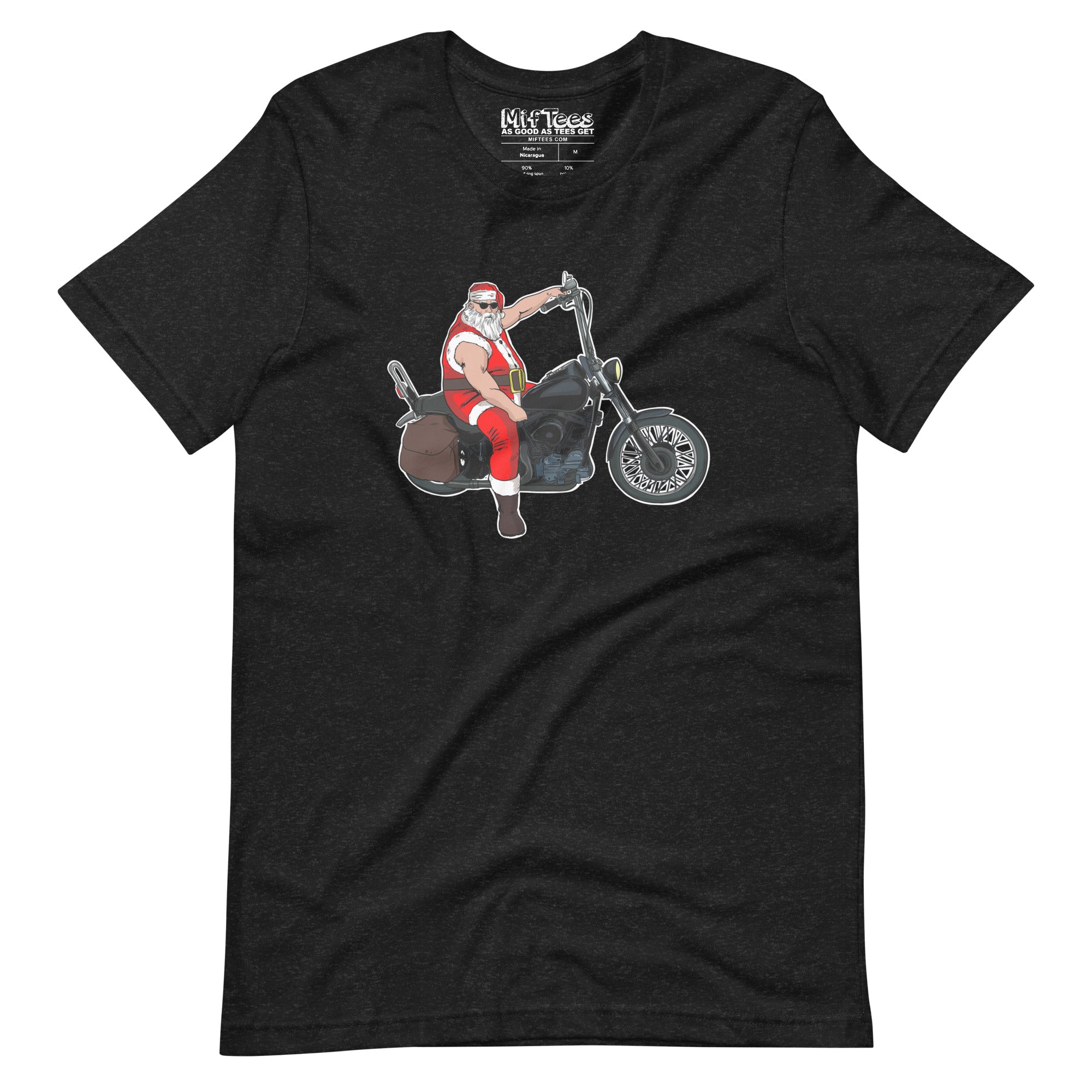 Metal Santa on Motorcycle with Sunglasses t-shirt