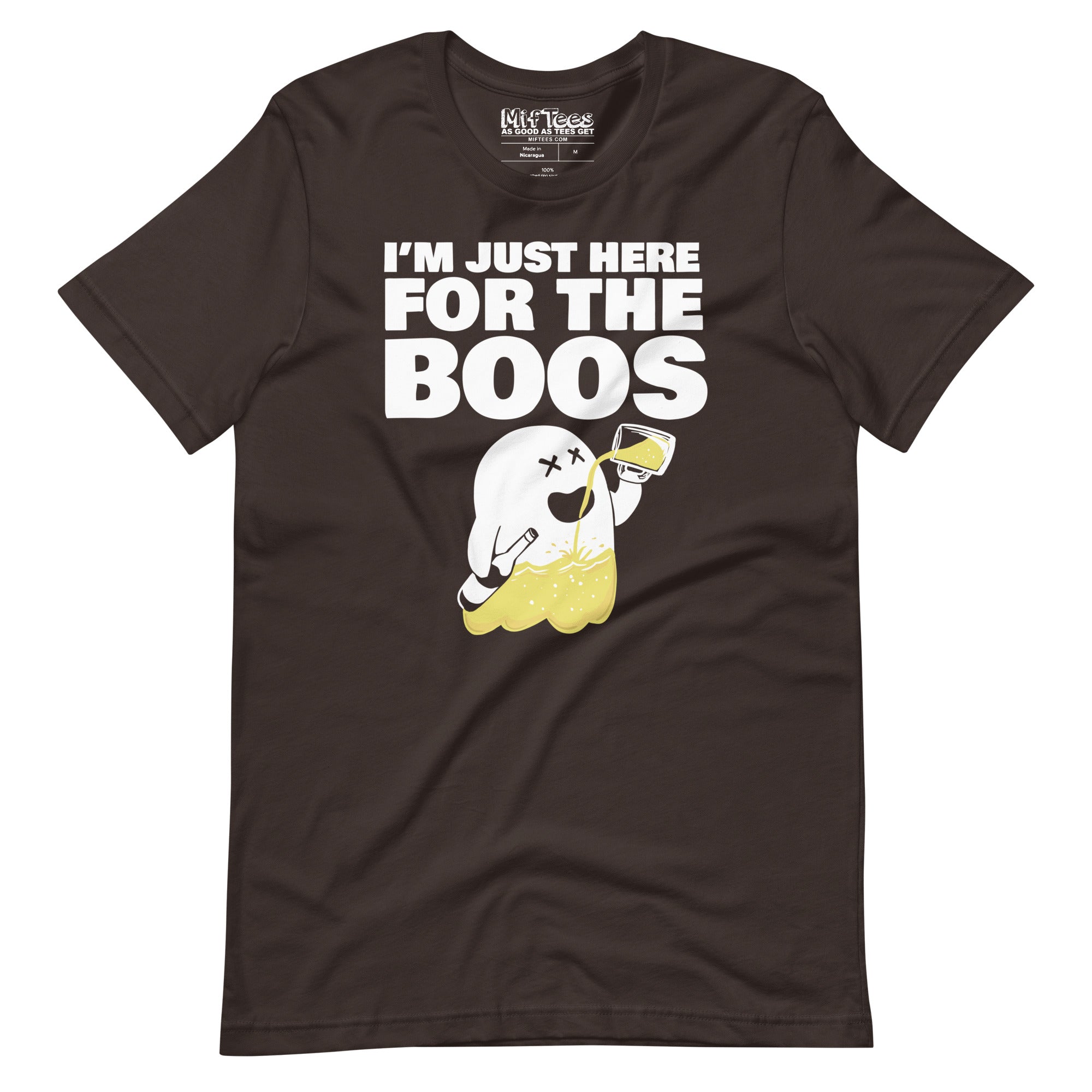 I'm Just Here for the Boos Funny Halloween Beer-Drinking Ghost T-Shirt