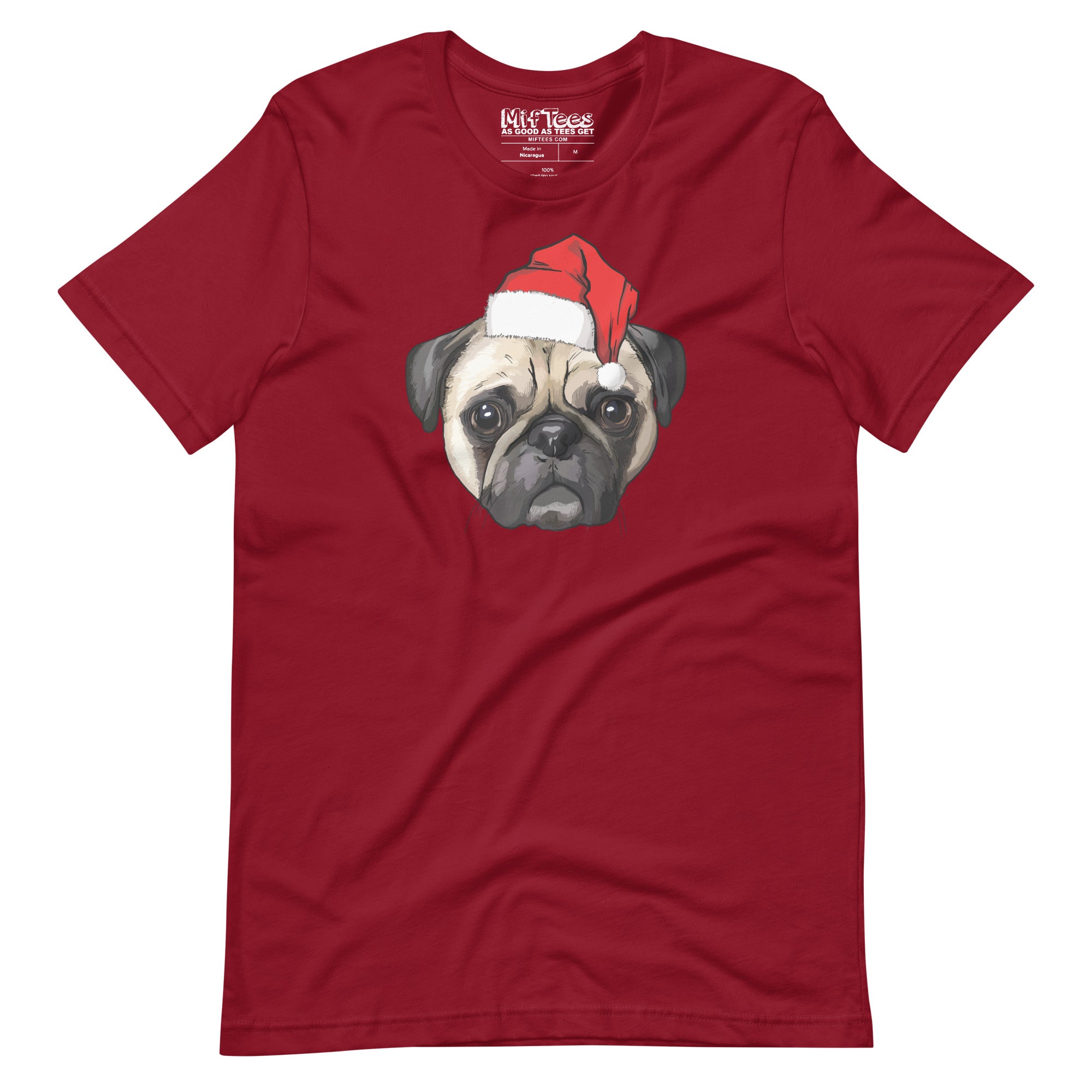 Pug with Santa hat Christmas Pug t-shirt