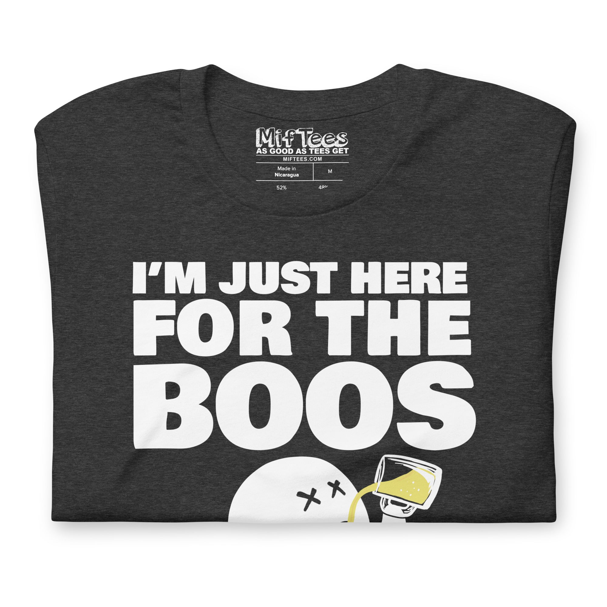 I'm Just Here for the Boos Funny Halloween Beer-Drinking Ghost T-Shirt