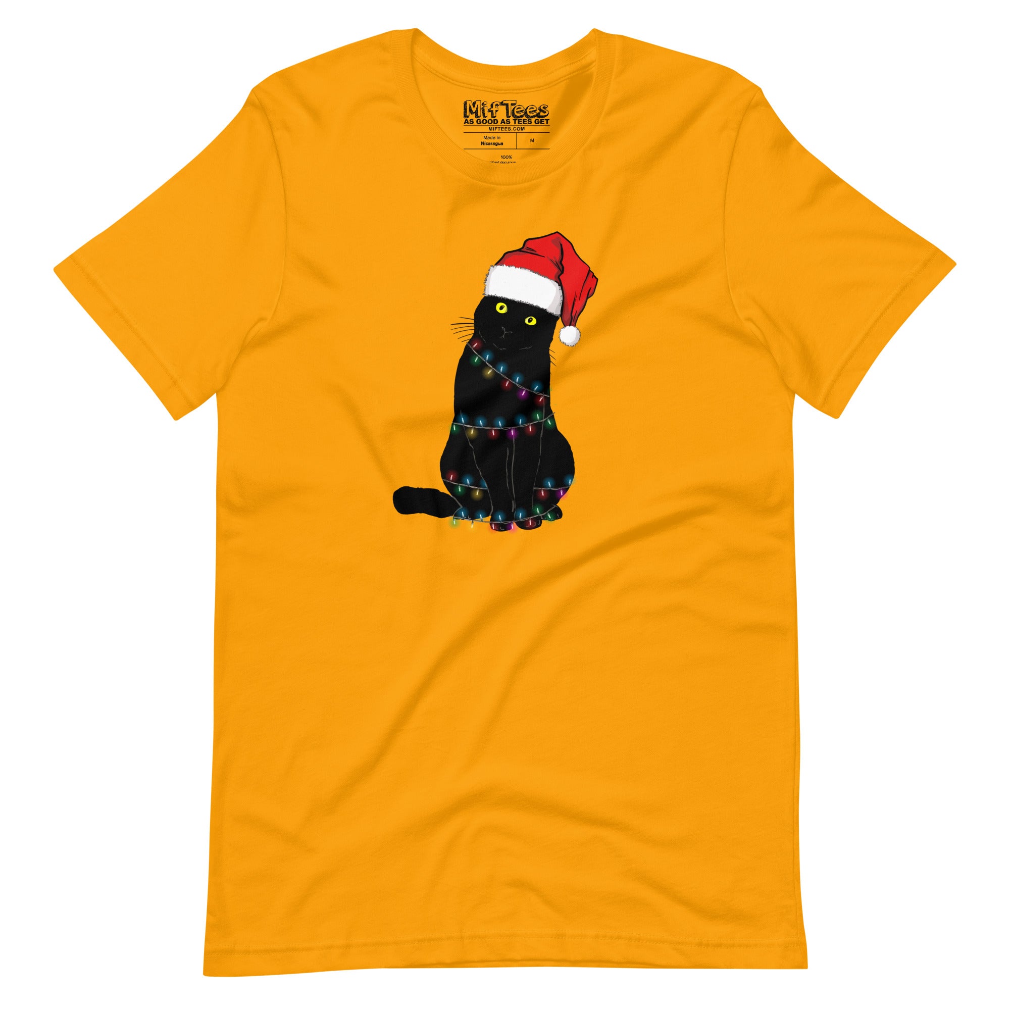 Black Cat with Santa Hat t-shirt