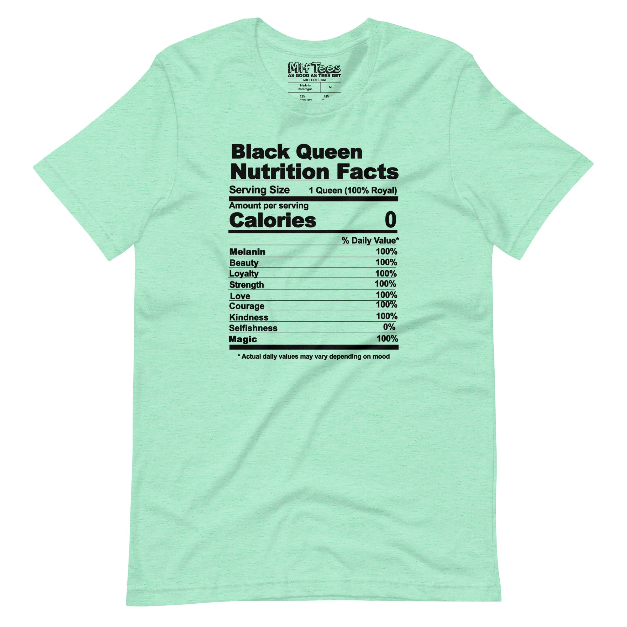 Black Queen Nutrition Facts t-shirt