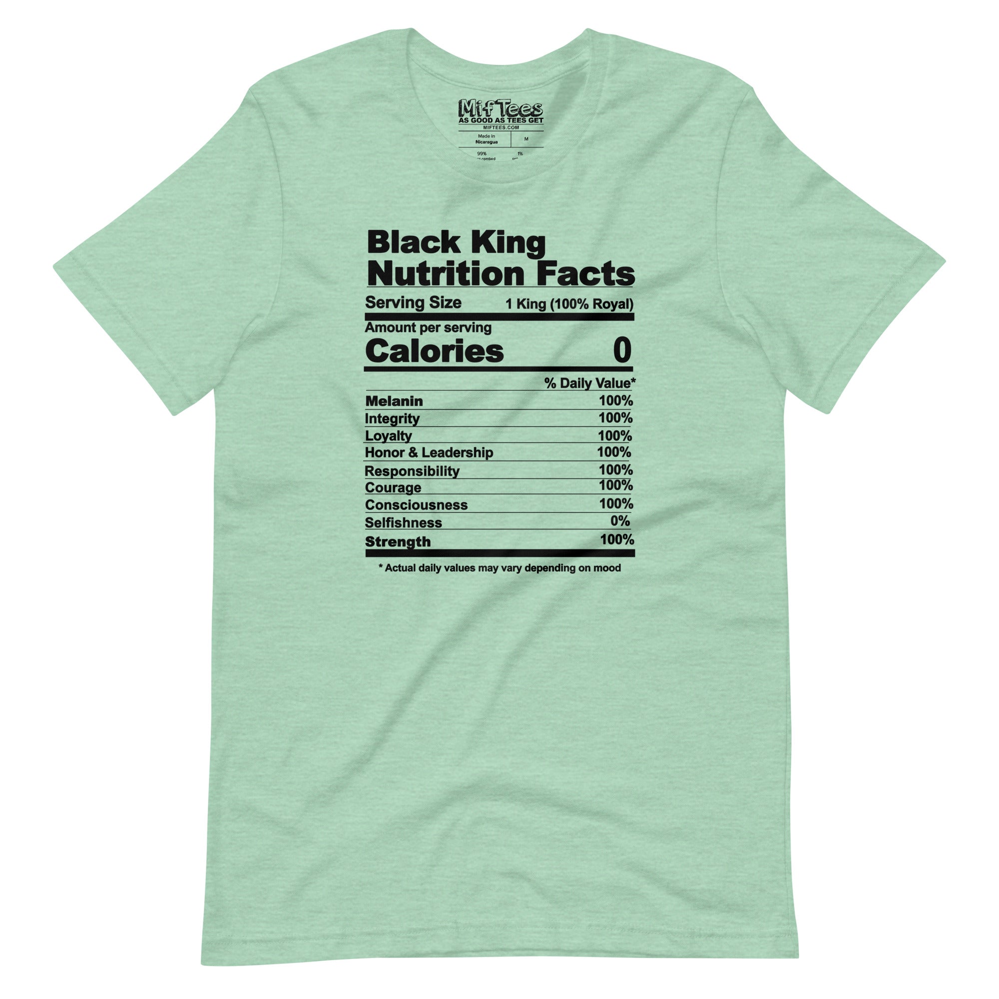 Black King Nutrition Facts t-shirt