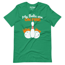 Load image into Gallery viewer, My Balls are on Fire Bowling t-shirt
