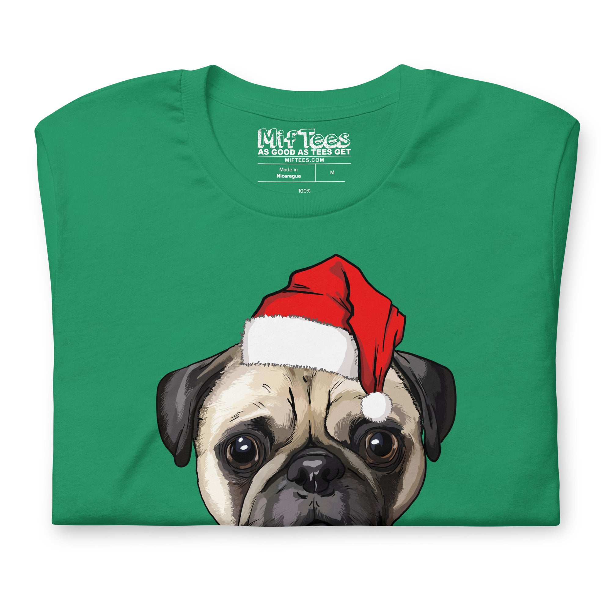 Pug with Santa hat Christmas Pug t-shirt