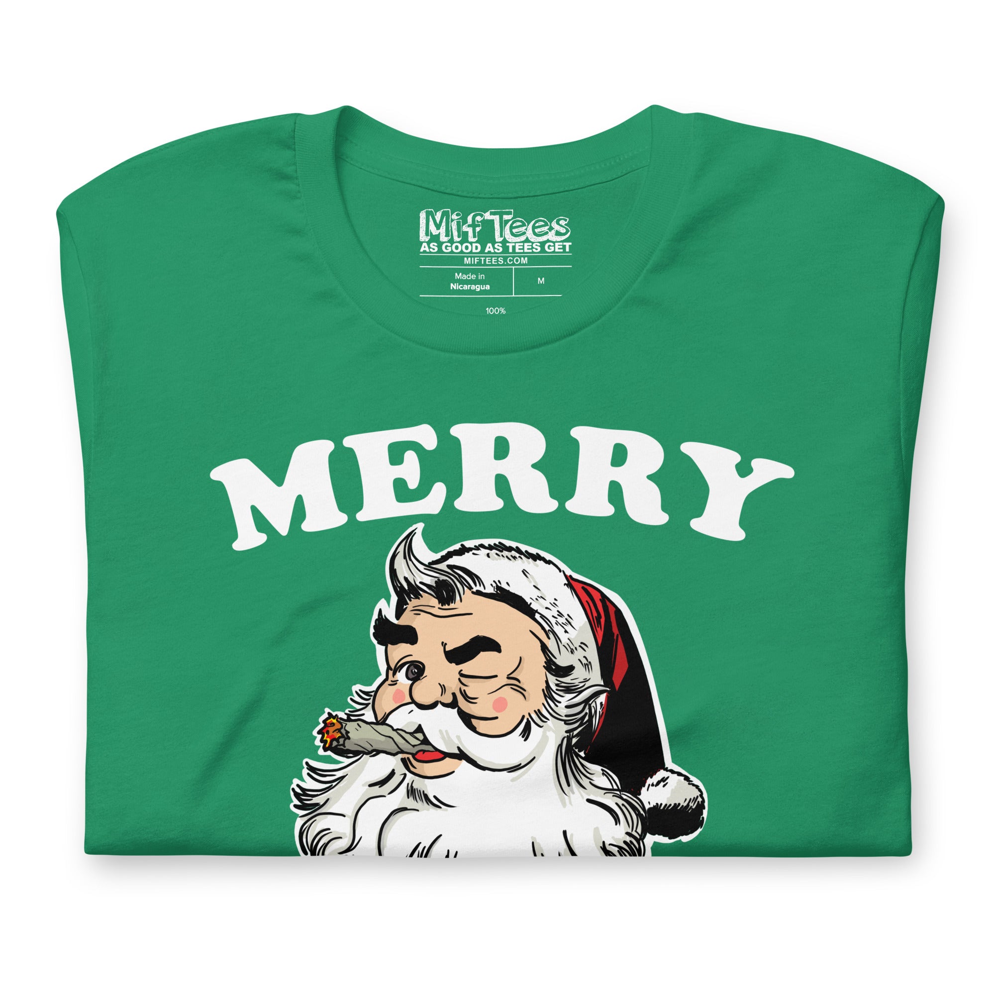 Merry Kushmas Santa smoking weed t-shirt