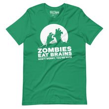 Load image into Gallery viewer, Zombies Eat Brains Tee – Don&#39;t Worry, You&#39;re Safe! t-shirt
