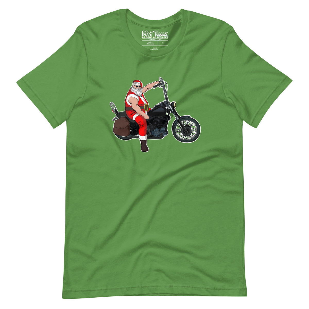 Metal Santa on Motorcycle with Sunglasses t-shirt