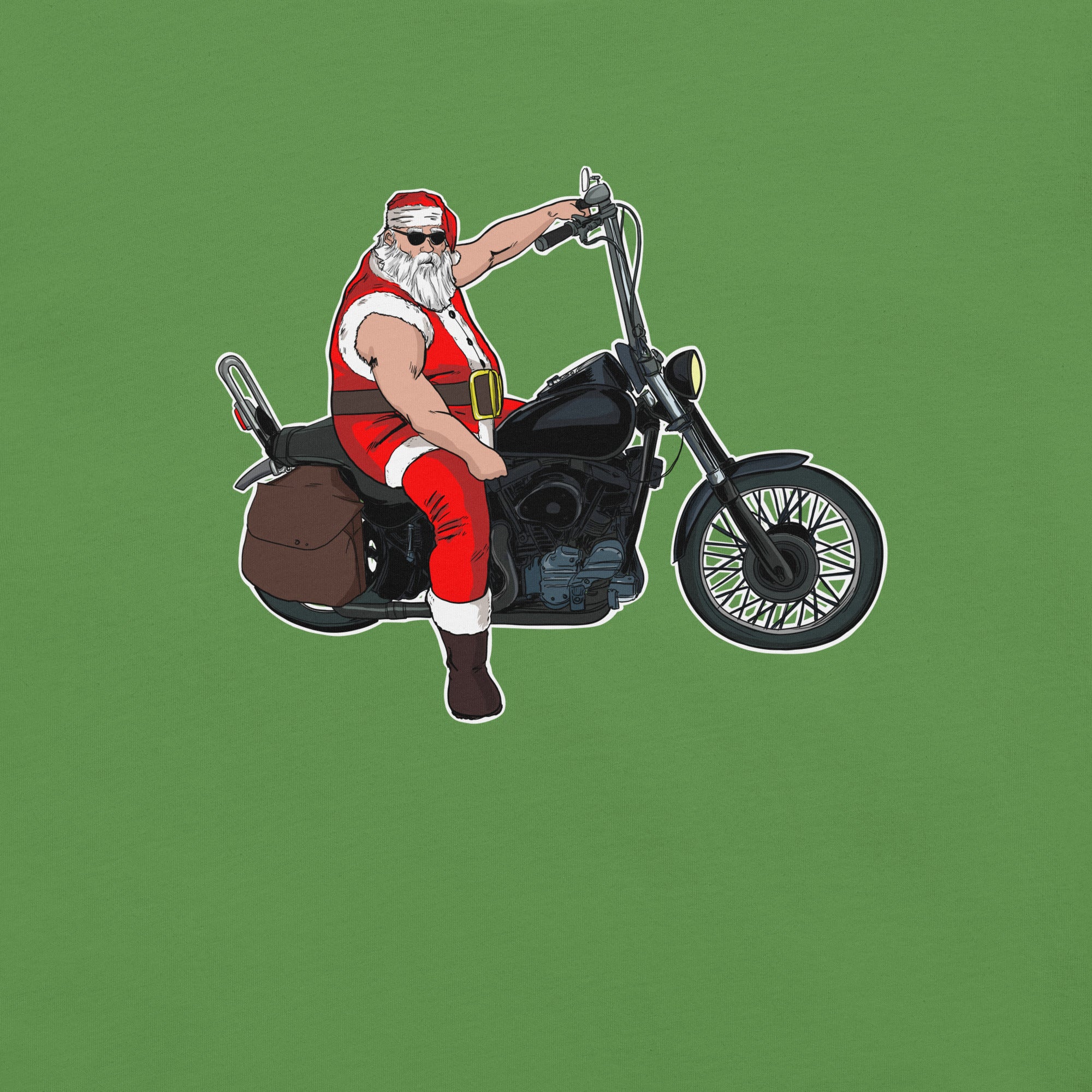 Metal Santa on Motorcycle with Sunglasses t-shirt