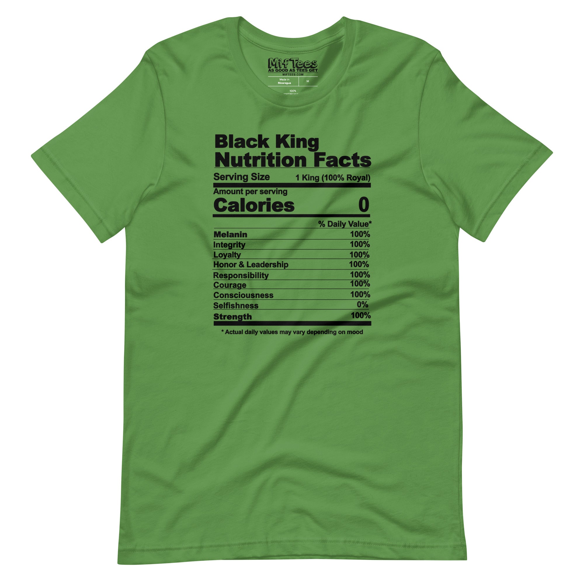 Black King Nutrition Facts t-shirt