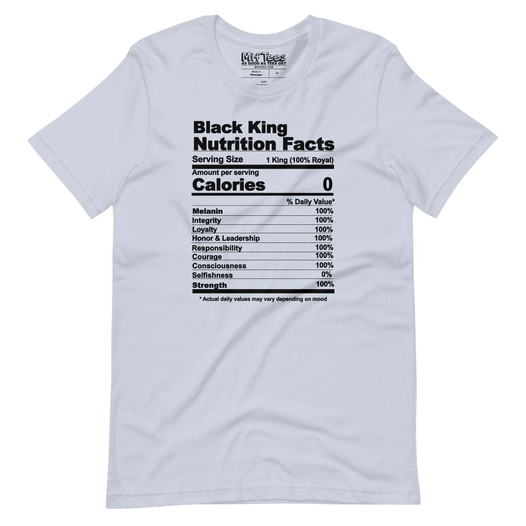 Black King Nutrition Facts t-shirt