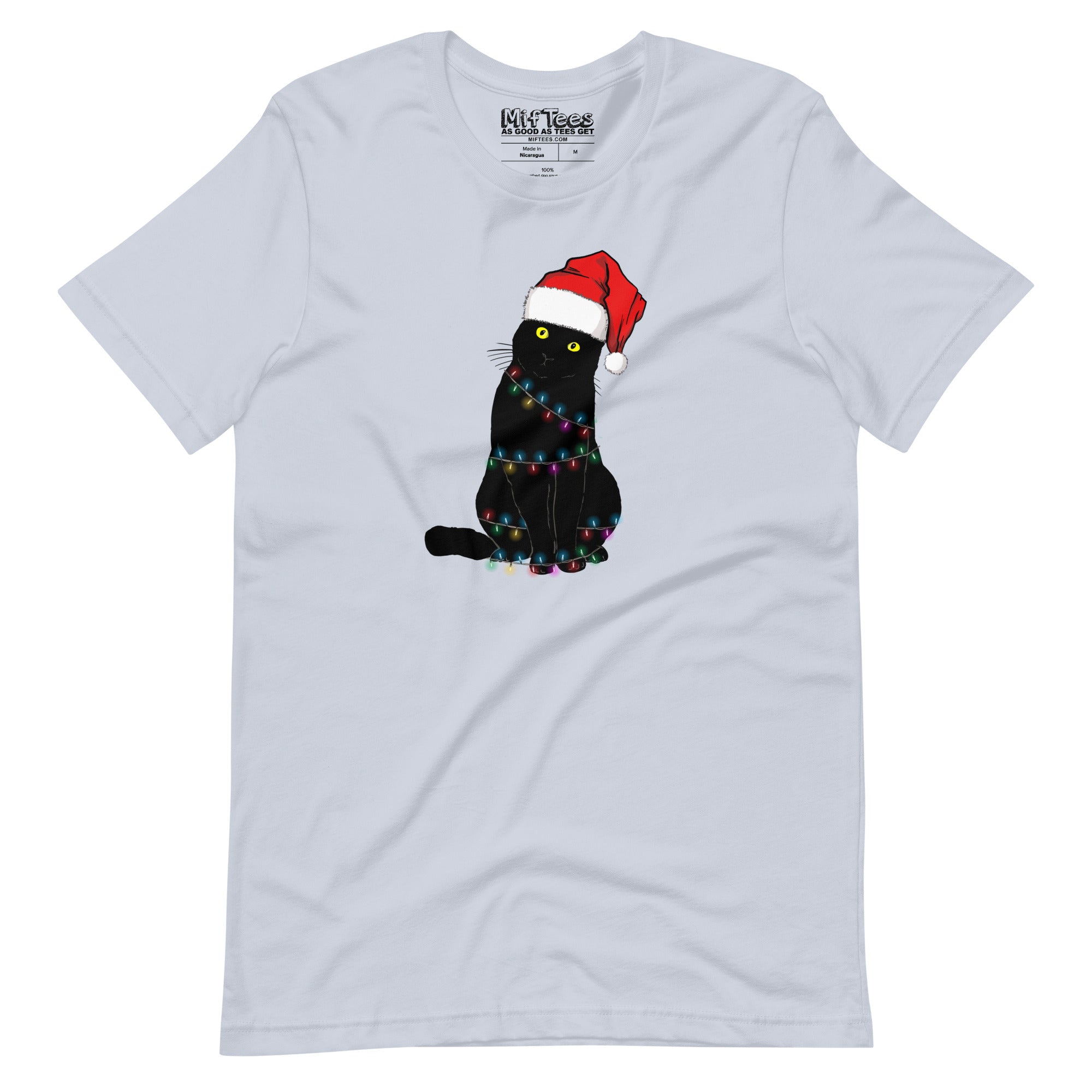 Black Cat with Santa Hat t-shirt