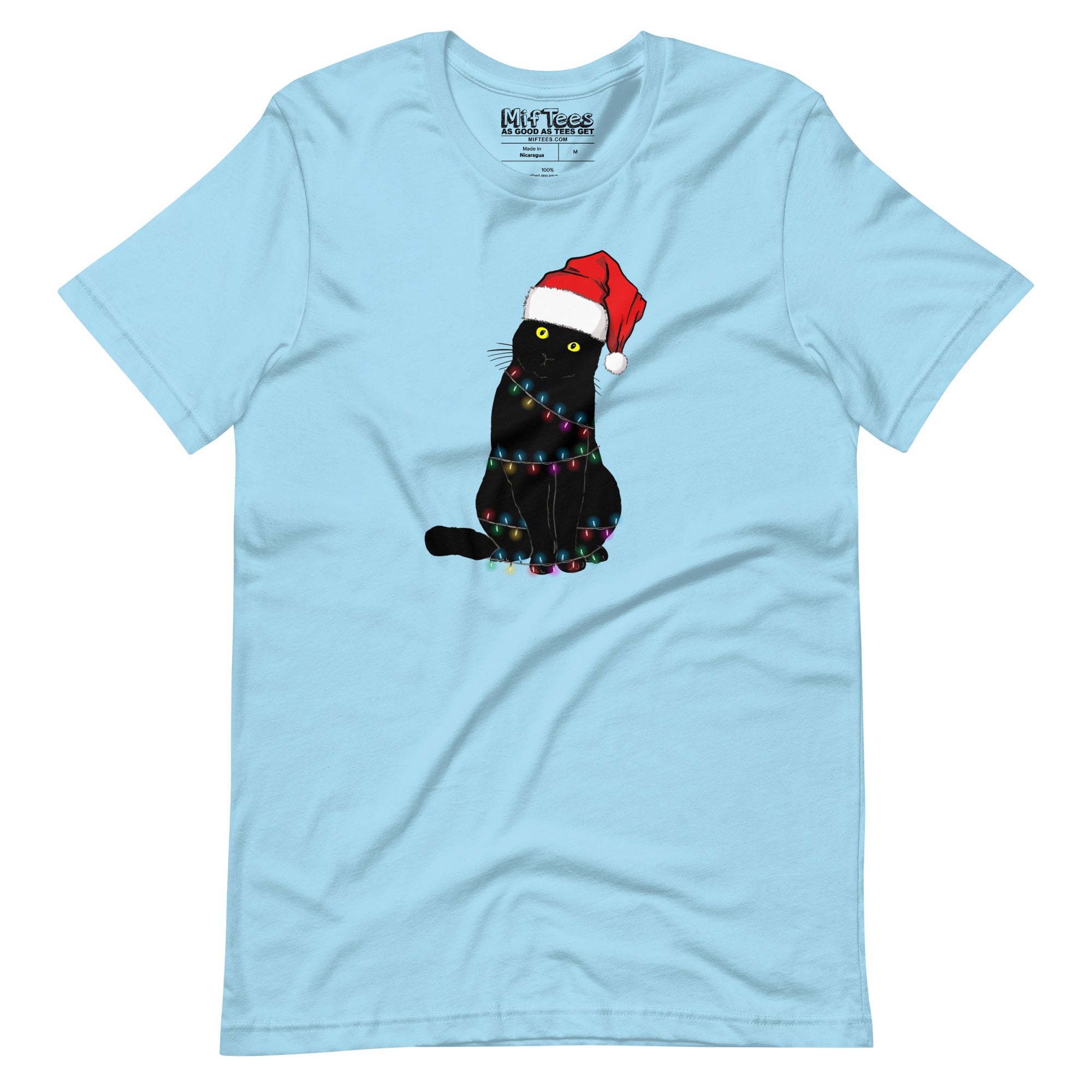 Black Cat with Santa Hat t-shirt