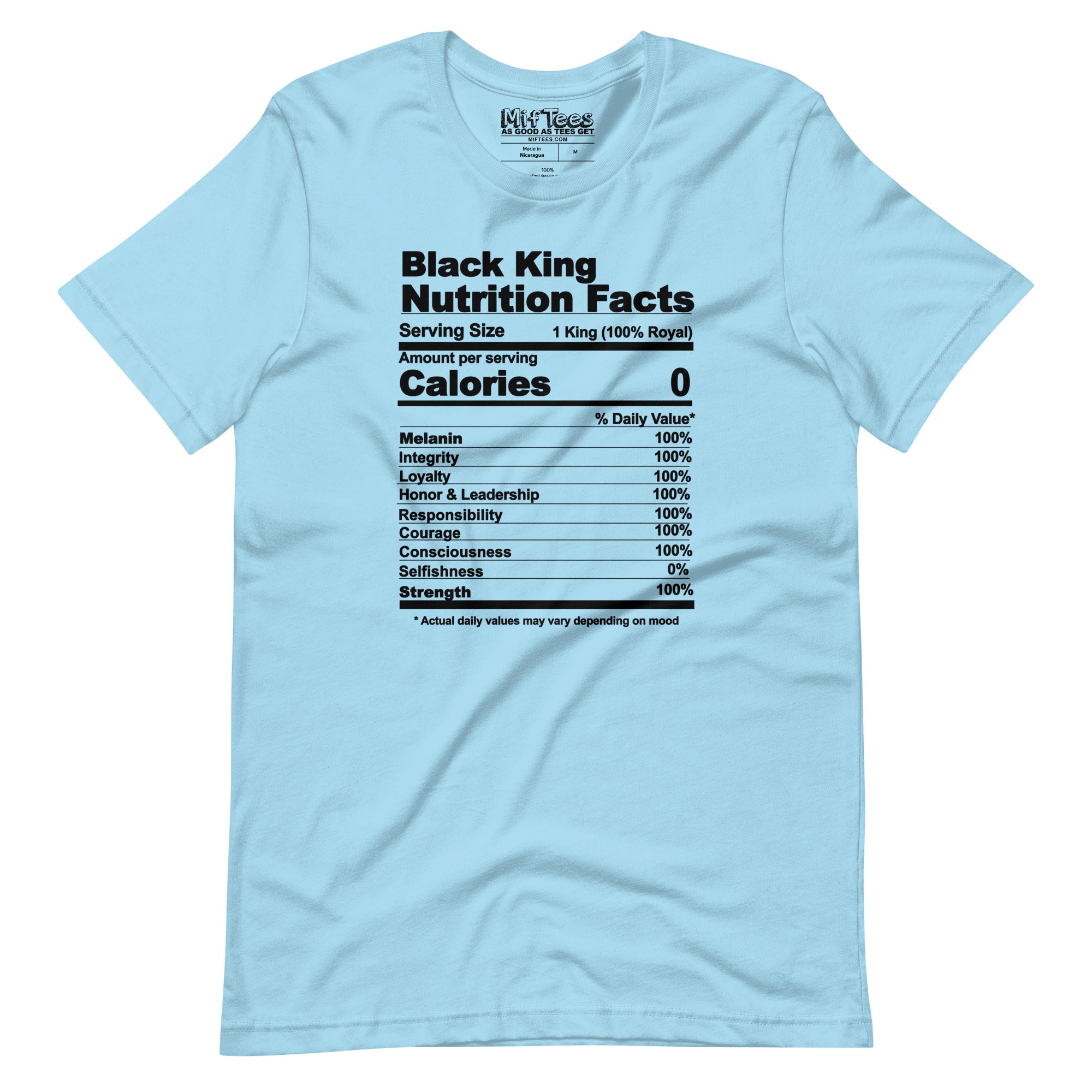 Black King Nutrition Facts t-shirt