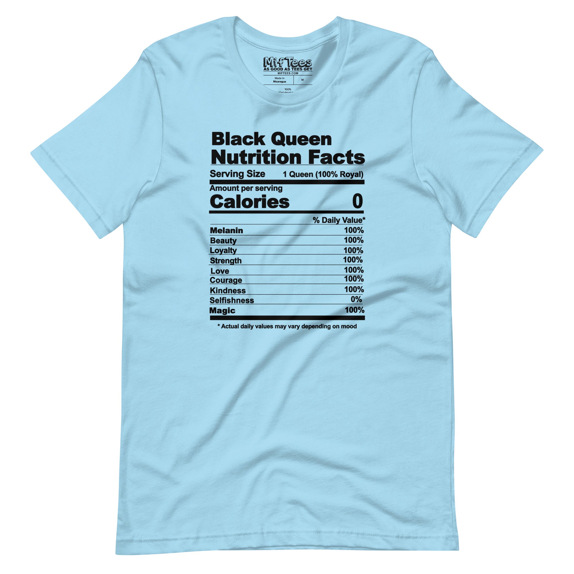 Black Queen Nutrition Facts t-shirt