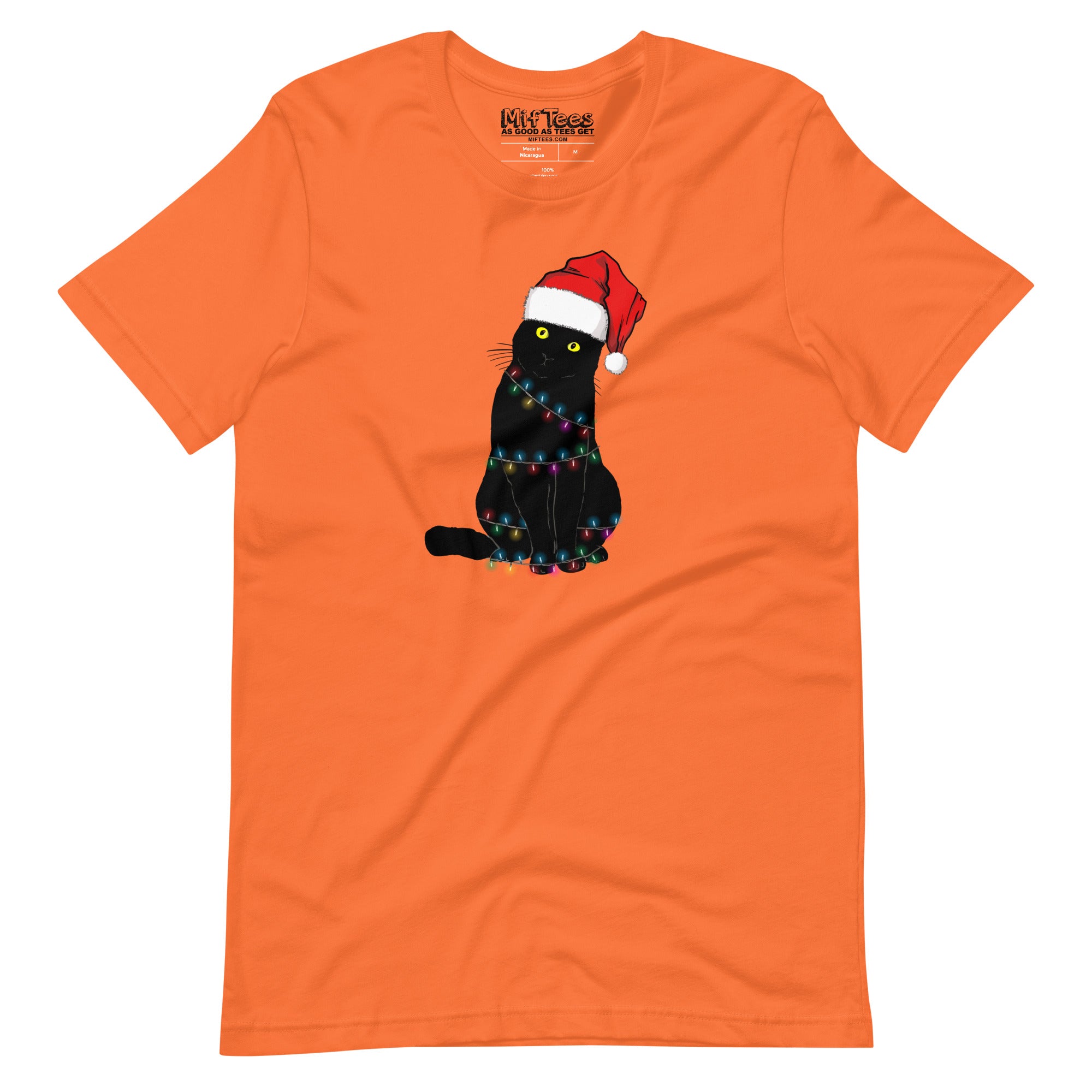 Black Cat with Santa Hat t-shirt