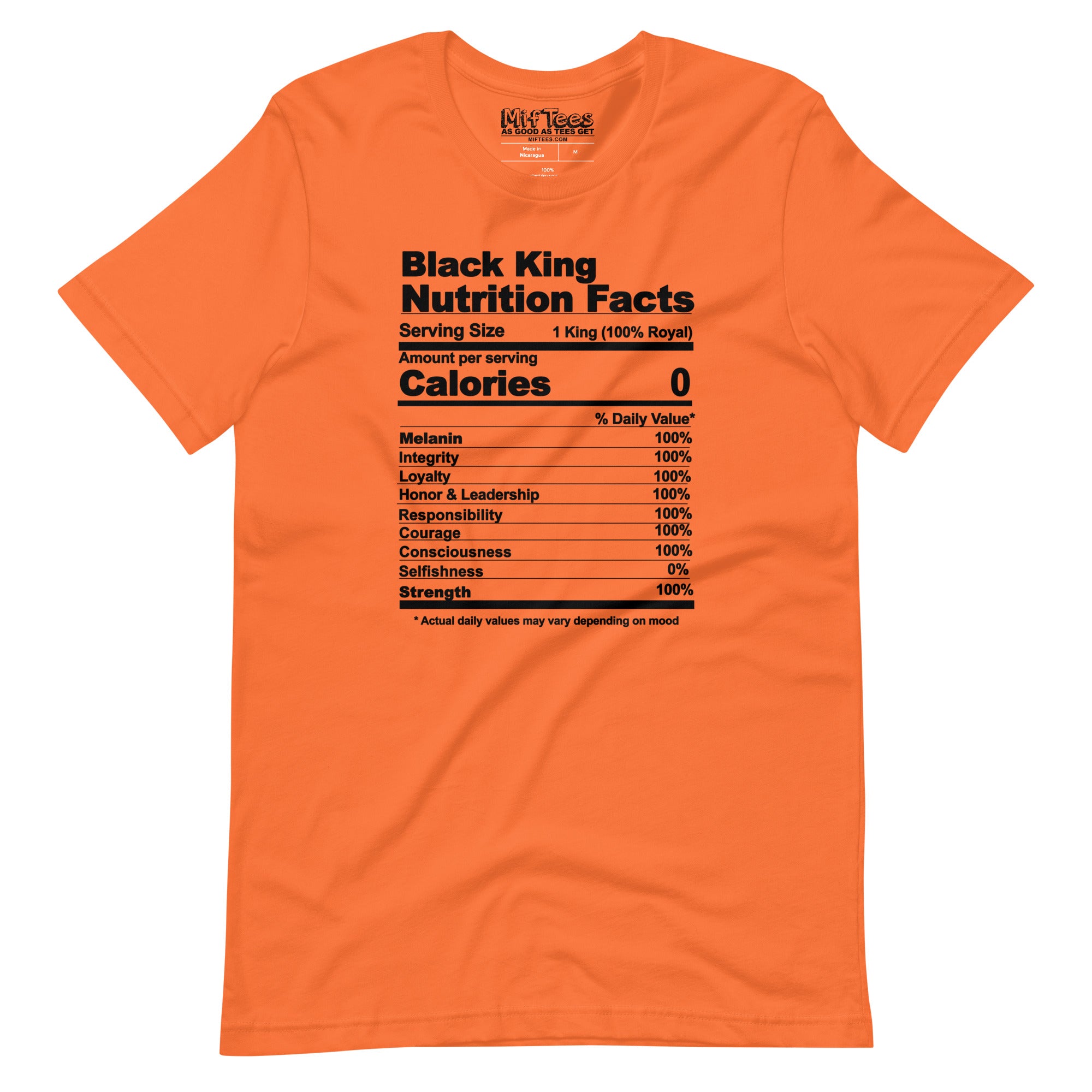 Black King Nutrition Facts t-shirt