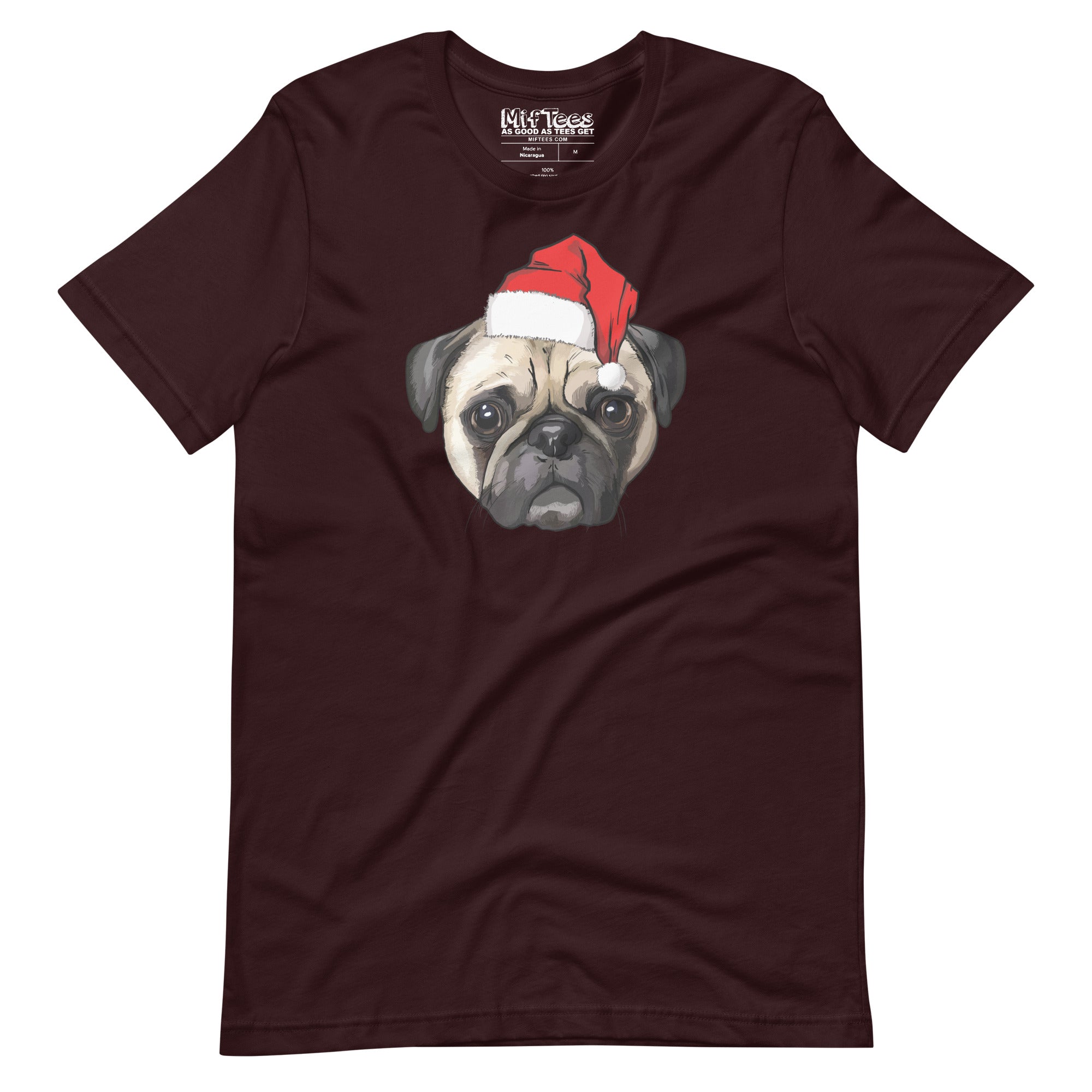 Pug with Santa hat Christmas Pug t-shirt