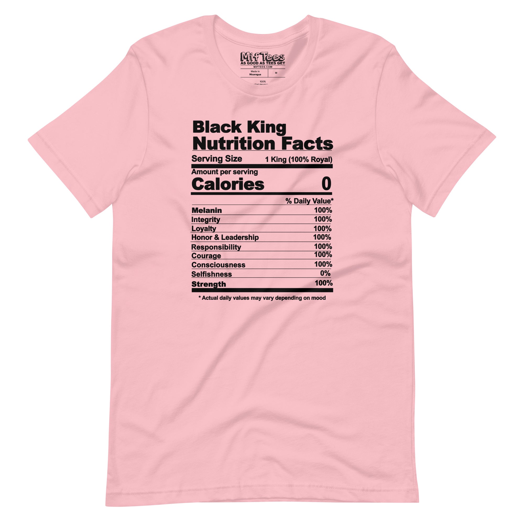 Black King Nutrition Facts t-shirt