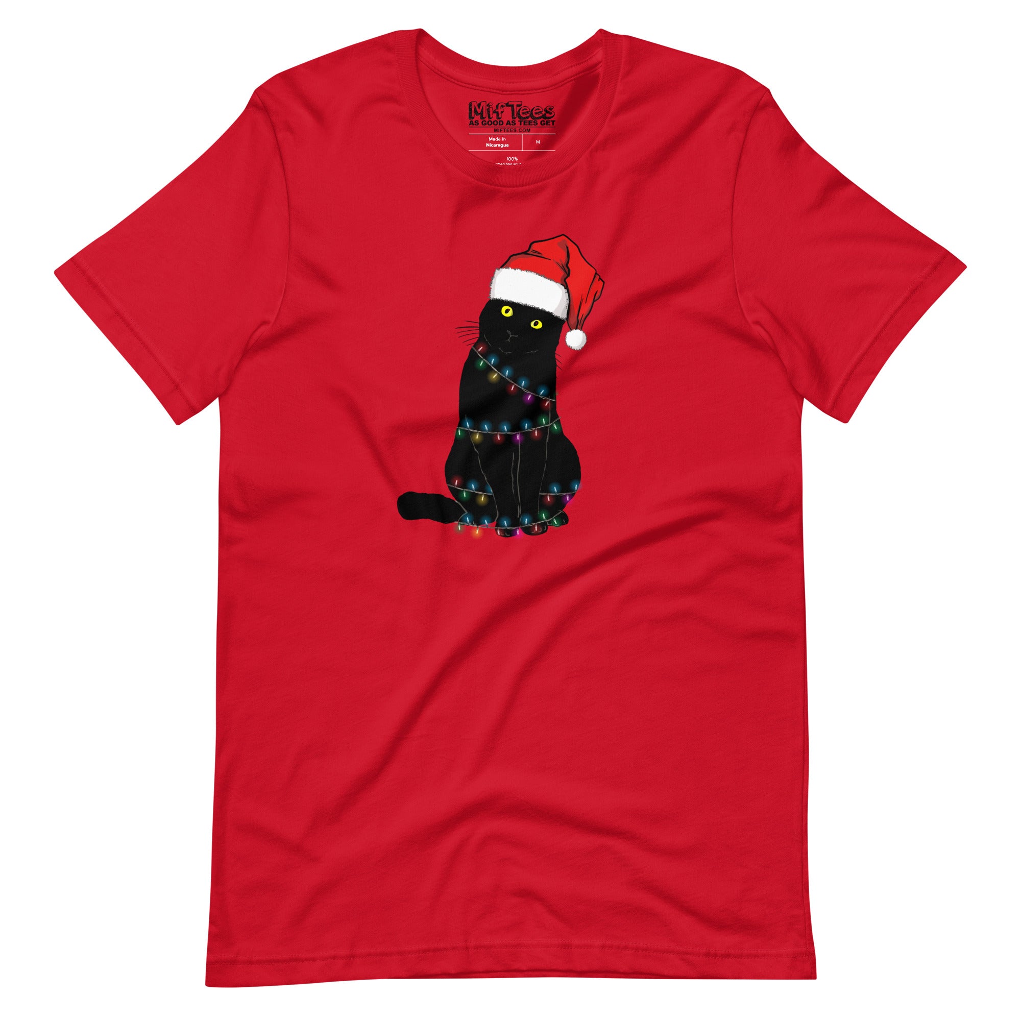 Black Cat with Santa Hat t-shirt