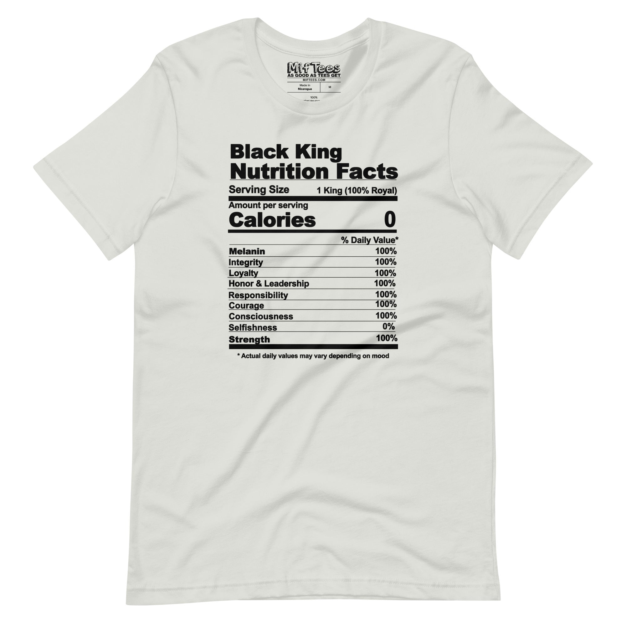 Black King Nutrition Facts t-shirt