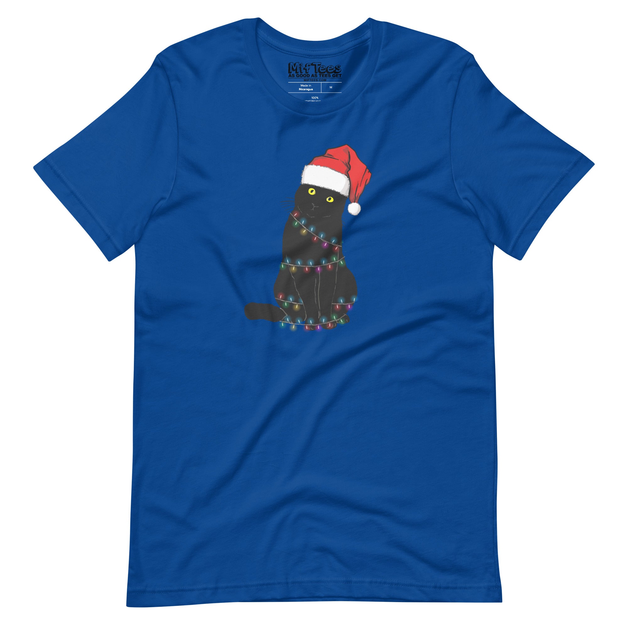 Black Cat with Santa Hat t-shirt