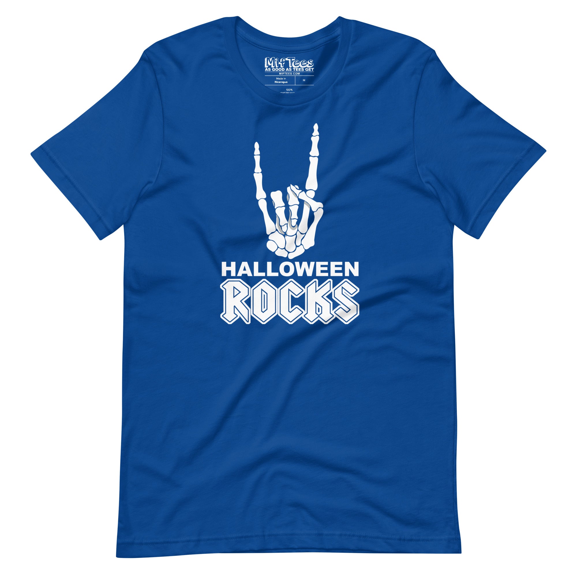 Skeleton Hand Horns Halloween Rocks t-shirt