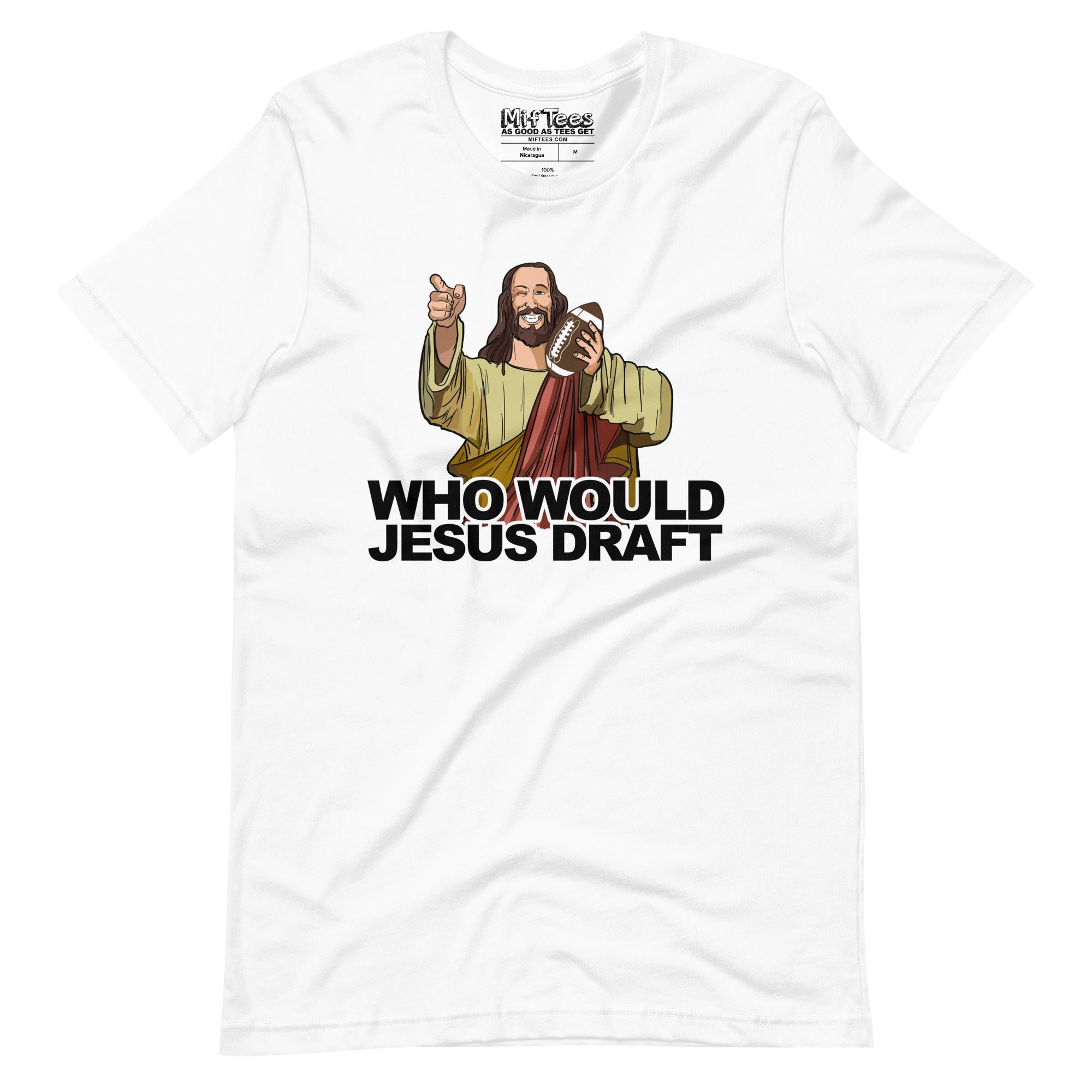 Fantasy Football Cartoon Who Would Jesus Draft t-shirt