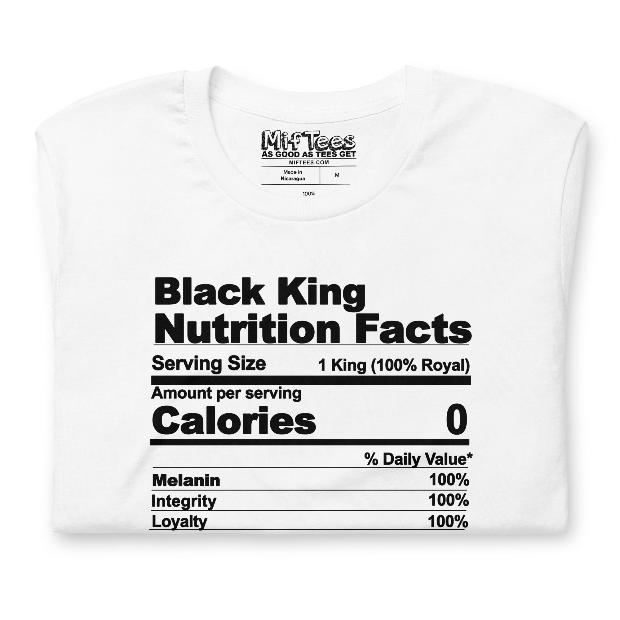 Black King Nutrition Facts t-shirt