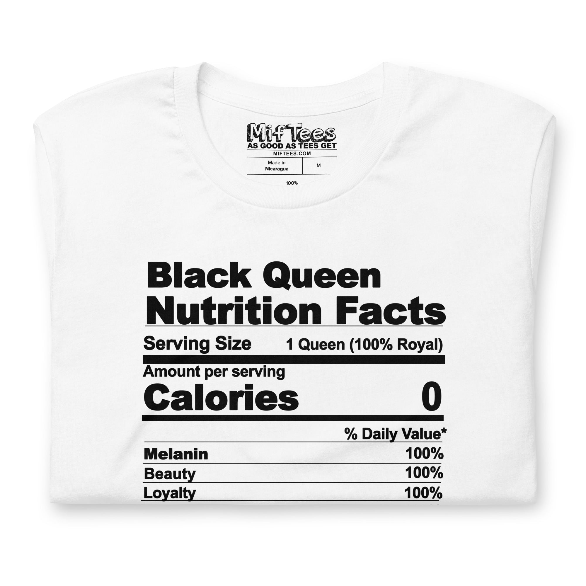 Black Queen Nutrition Facts t-shirt