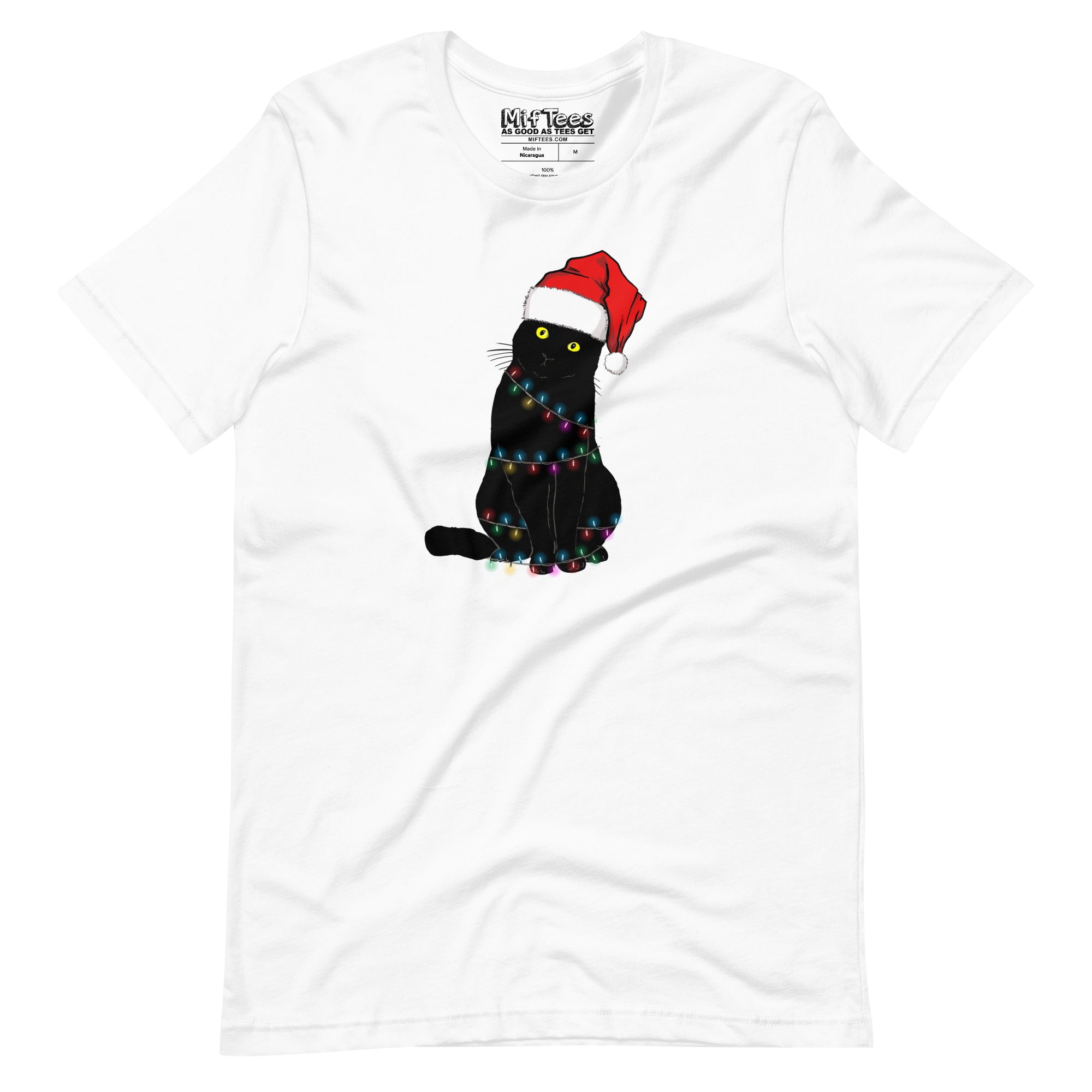 Black Cat with Santa Hat t-shirt