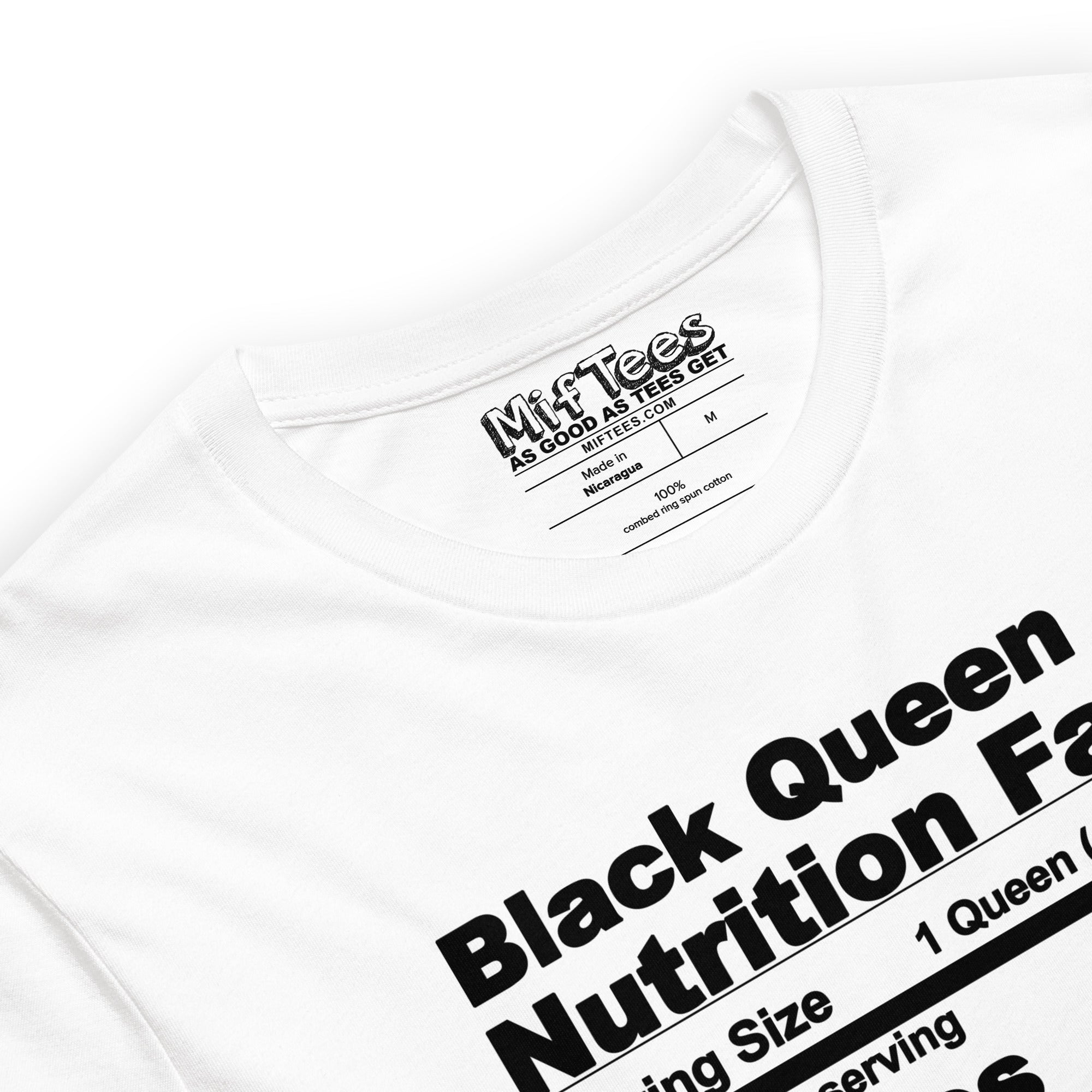 Black Queen Nutrition Facts t-shirt