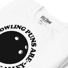 Load image into Gallery viewer, Bowling Puns Are Right Up My Alley t-shirt
