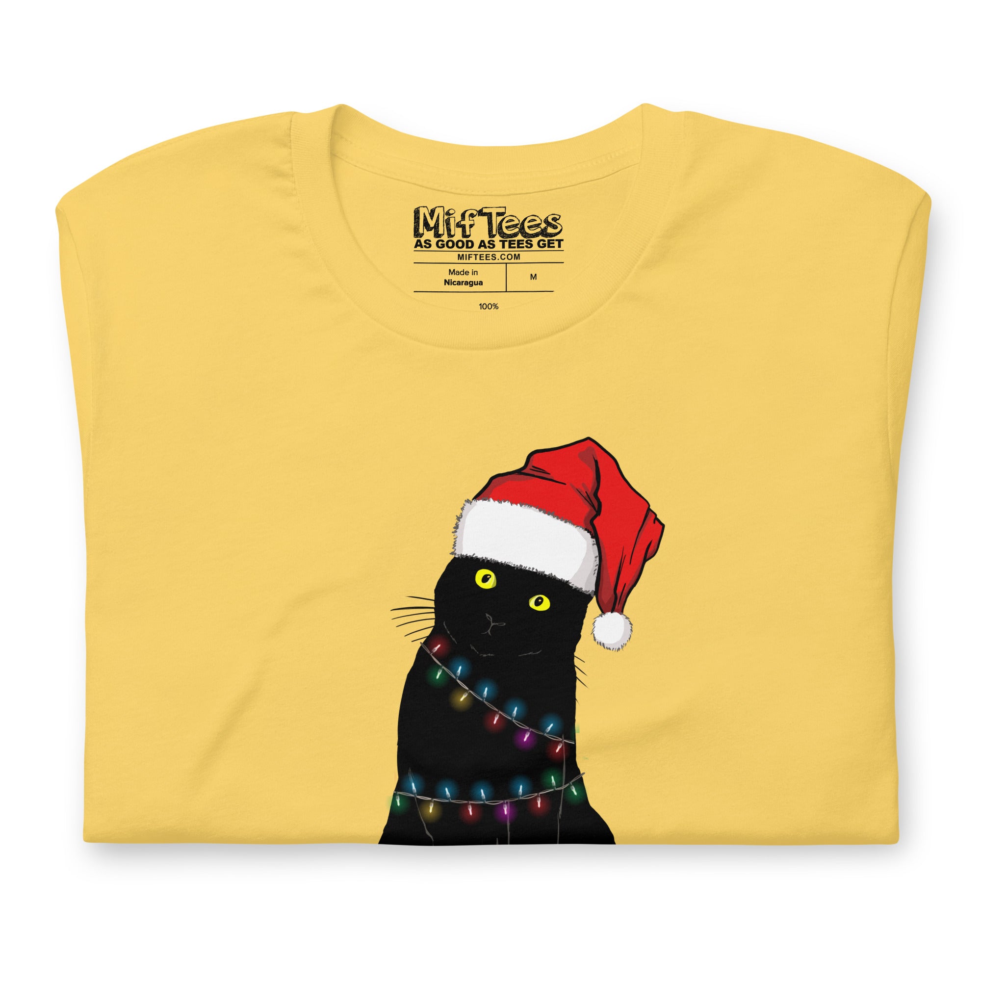 Black Cat with Santa Hat t-shirt