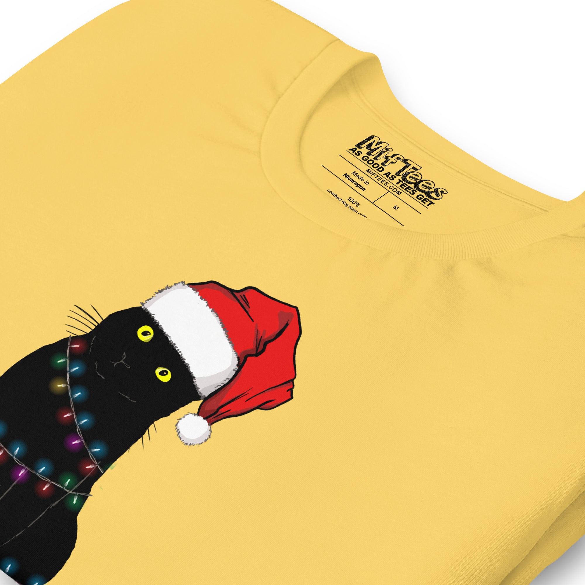 Black Cat with Santa Hat t-shirt